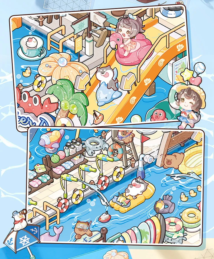Amusement Park Series Large Landscape Stickers Miniature Scene Creative Stationery Decompression Art Supplies for Office Use