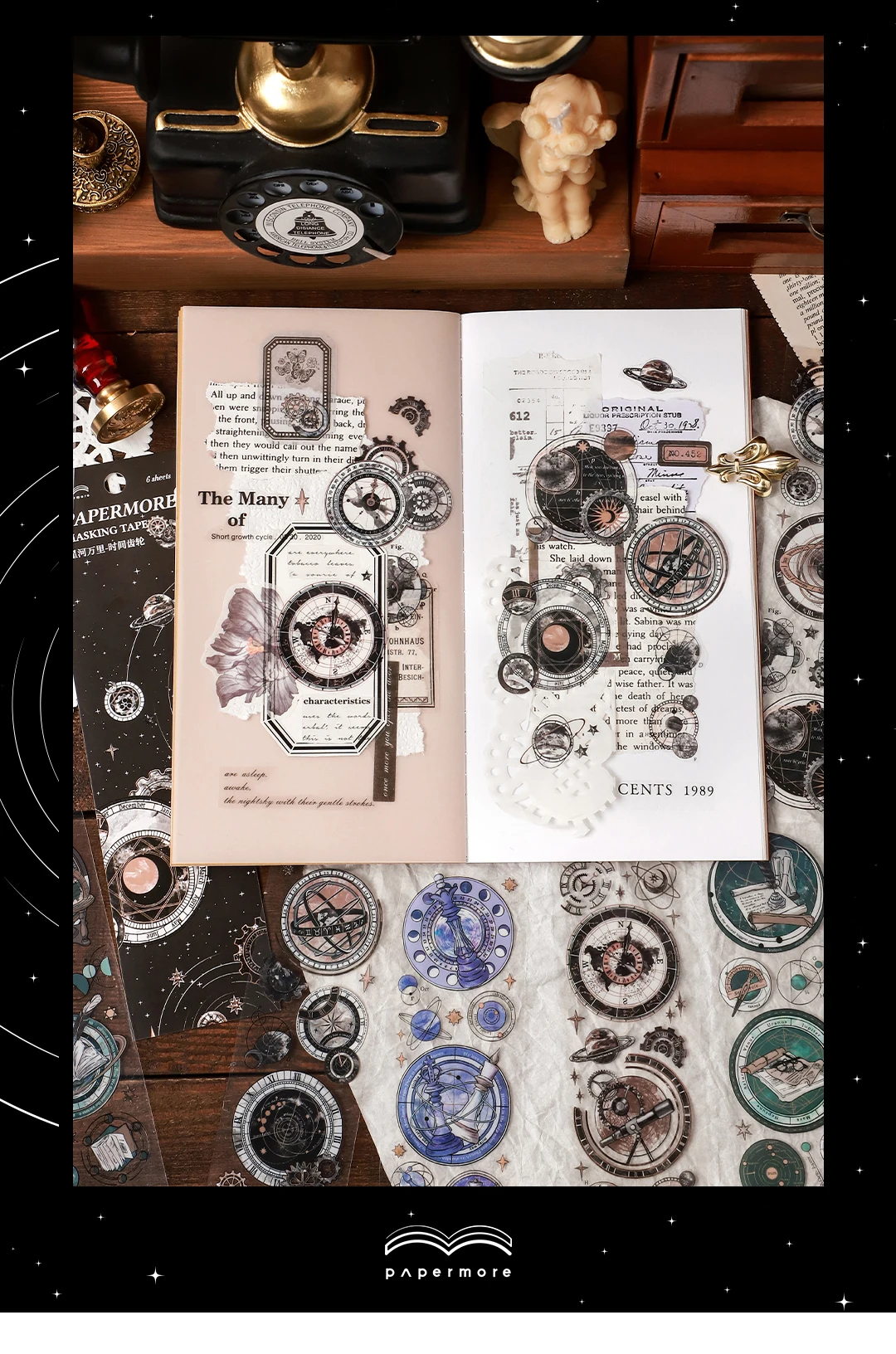 6pcs/pack Vintage PET Stickers Star Sticker Scrapbooking Supplies DIY CUT Deco Junk Journal Planner Sticker Stationery