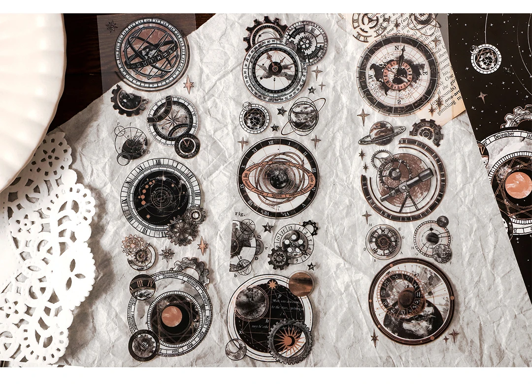 6pcs/pack Vintage PET Stickers Star Sticker Scrapbooking Supplies DIY CUT Deco Junk Journal Planner Sticker Stationery