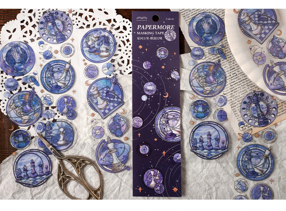 6pcs/pack Vintage PET Stickers Star Sticker Scrapbooking Supplies DIY CUT Deco Junk Journal Planner Sticker Stationery
