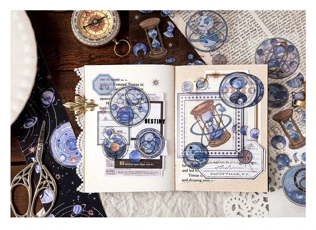 6pcs/pack Vintage PET Stickers Star Sticker Scrapbooking Supplies DIY CUT Deco Junk Journal Planner Sticker Stationery