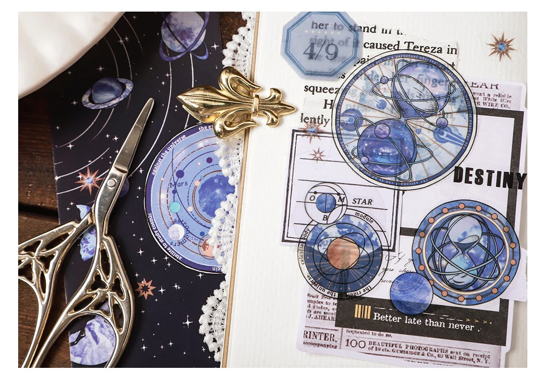 6pcs/pack Vintage PET Stickers Star Sticker Scrapbooking Supplies DIY CUT Deco Junk Journal Planner Sticker Stationery
