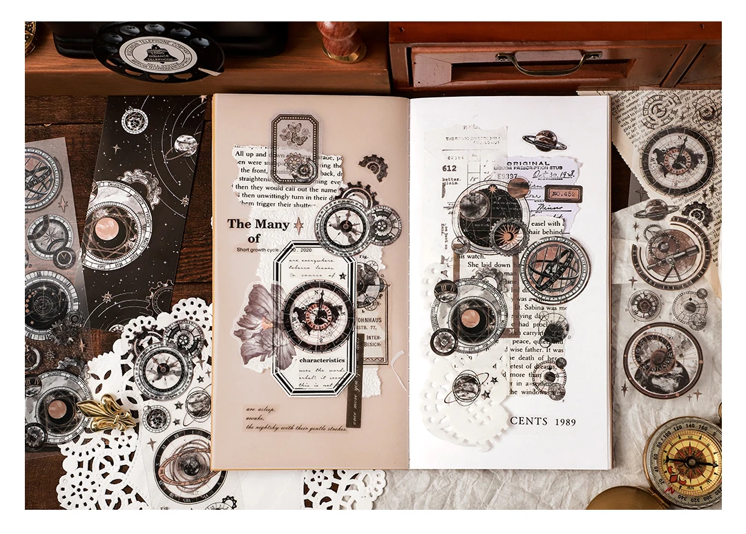 6pcs/pack Vintage PET Stickers Star Sticker Scrapbooking Supplies DIY CUT Deco Junk Journal Planner Sticker Stationery