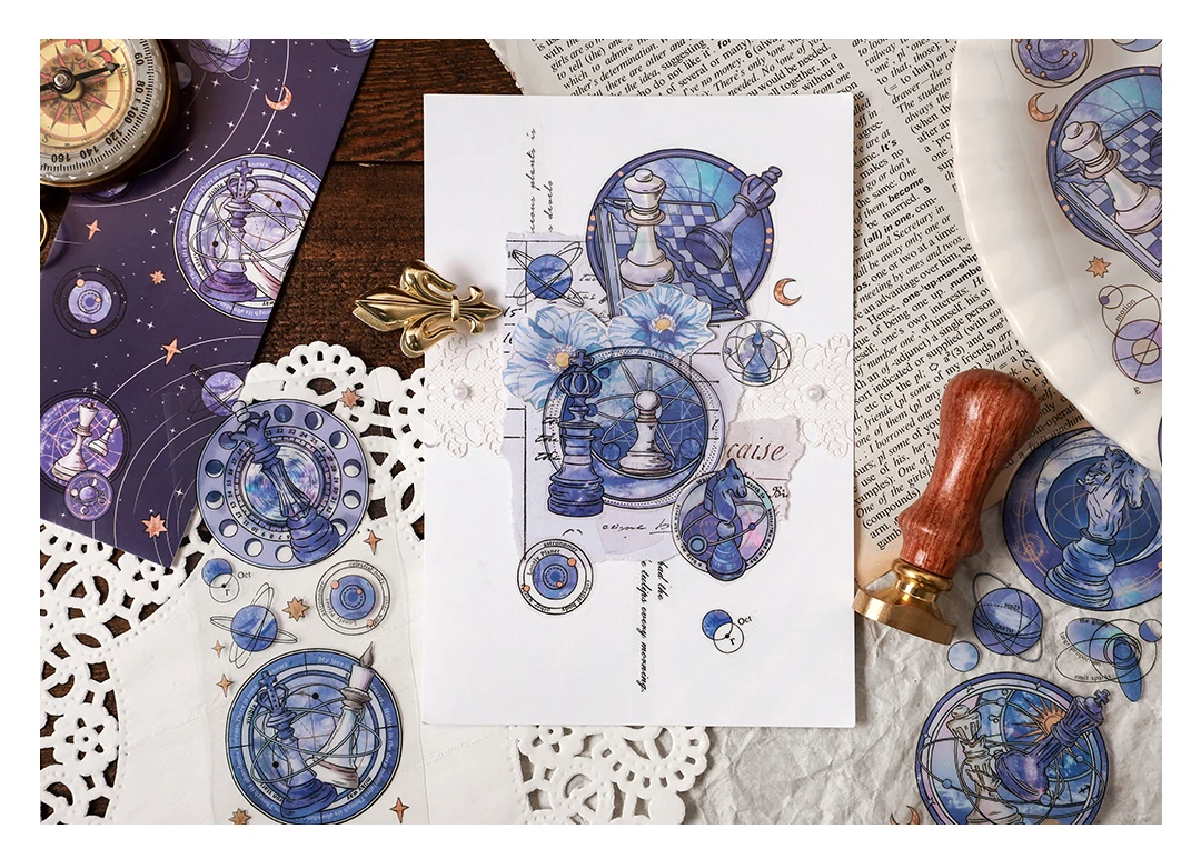 6pcs/pack Vintage PET Stickers Star Sticker Scrapbooking Supplies DIY CUT Deco Junk Journal Planner Sticker Stationery