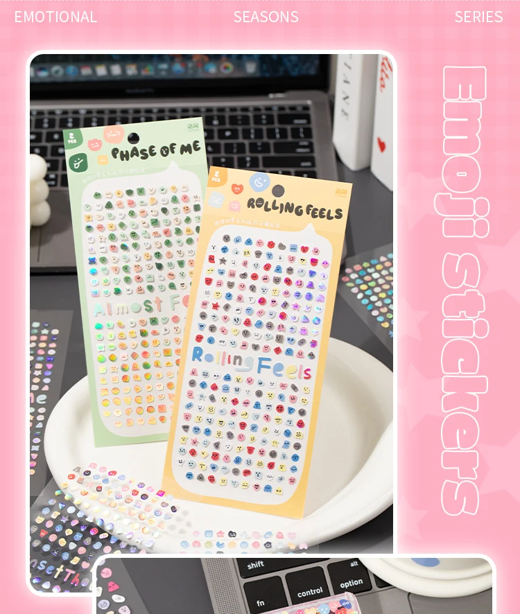 Mr Paper 8-piece Emotional Seasons Little Nose Gag Stickers Planner Supplies DIY Scrapbooking Journal Calendar Photo Frame Album