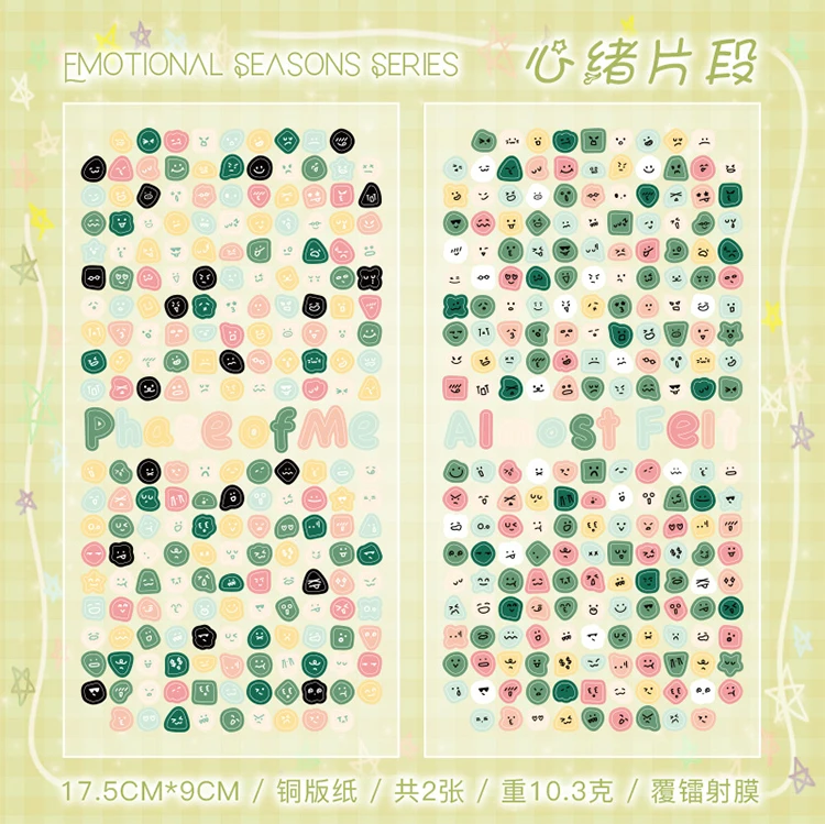 Mr Paper 8-piece Emotional Seasons Little Nose Gag Stickers Planner Supplies DIY Scrapbooking Journal Calendar Photo Frame Album