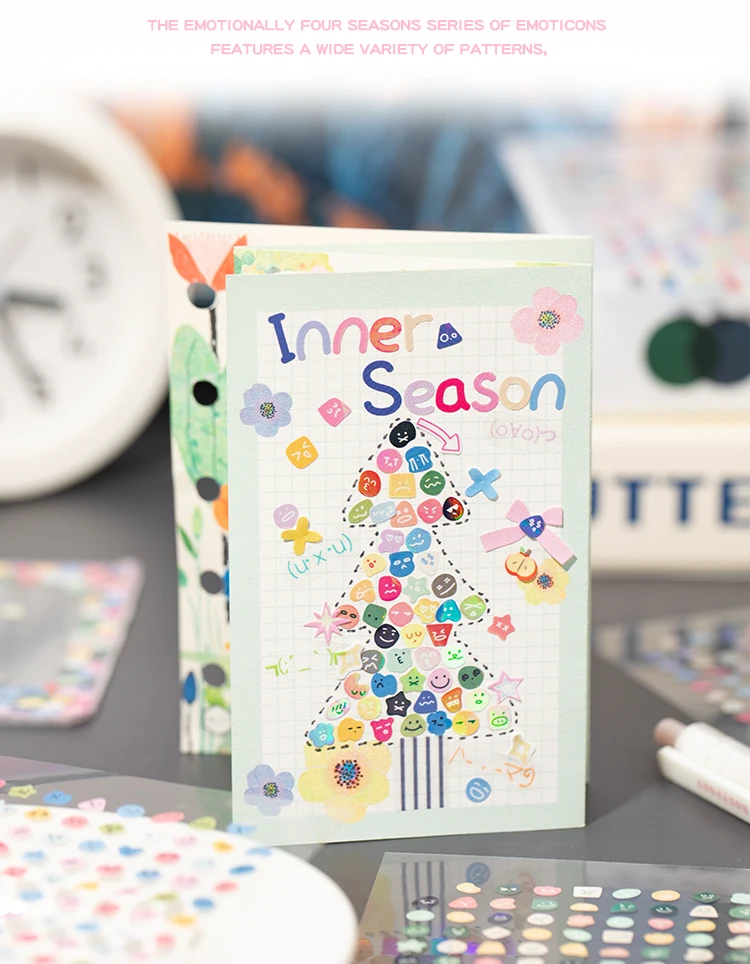 Mr Paper 8-piece Emotional Seasons Little Nose Gag Stickers Planner Supplies DIY Scrapbooking Journal Calendar Photo Frame Album