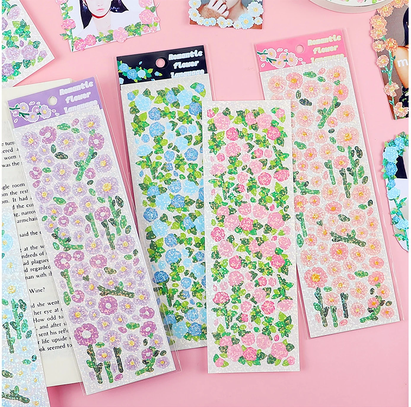 Cute Korean Style Flower Hologram Stickers - Kawaii Sticker for KPOP Toploader deco Scrapbooking Memopad Decoration