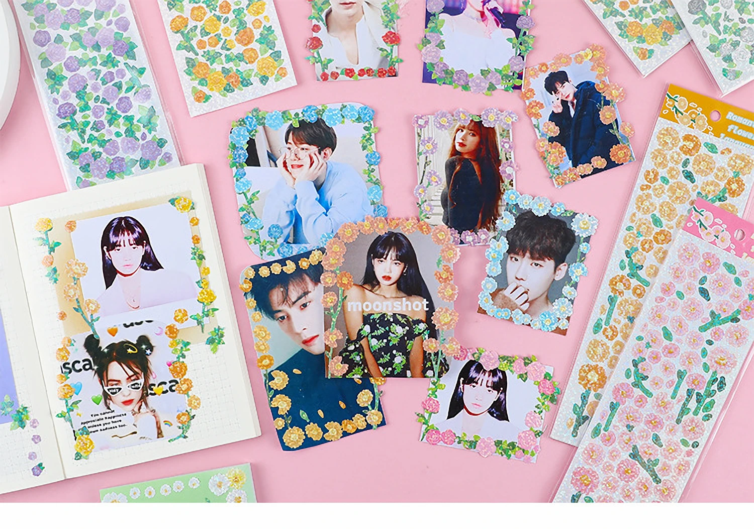 Cute Korean Style Flower Hologram Stickers - Kawaii Sticker for KPOP Toploader deco Scrapbooking Memopad Decoration