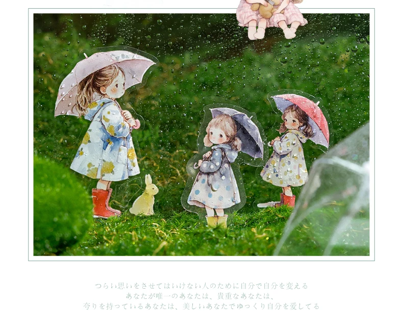 40pcs/pack Kawaii Ins Aesthetic Stationery Stickers Cute Doll PET Stickers DIY Scrapbook Diary Album Junk Journal Decoration