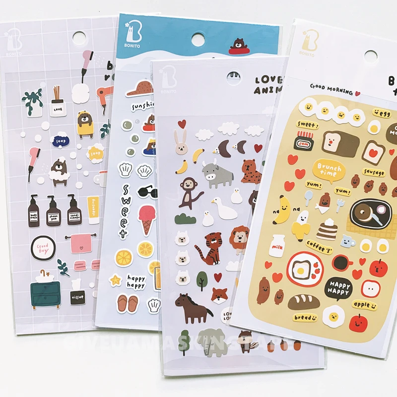 Korean BONITO Bear's Bath Room Paper Stickers Scrapbooking Diy Journal Diary Stationery Sticker Cute Decor School Gift