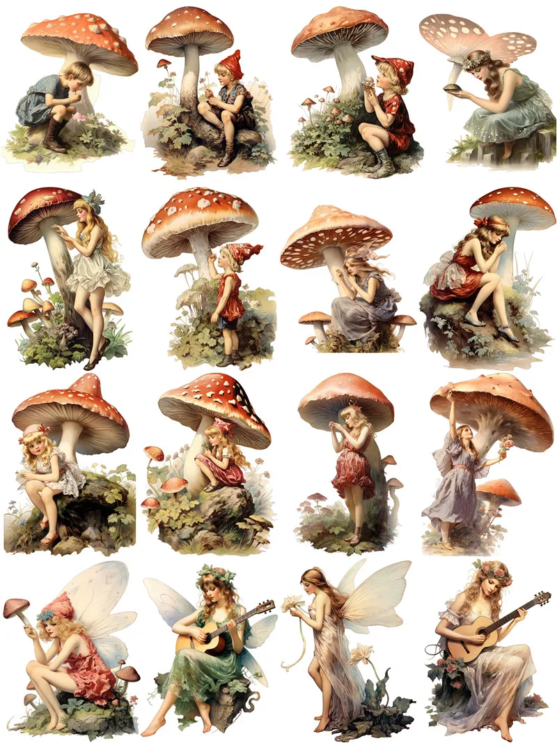 16Pcs/Pack Flower Elf Fairy Sticker DIY Craft Scrapbooking Album Junk Journal Decorative Stickers