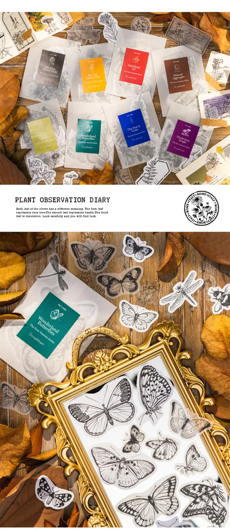 40pcs Kawaii Stationery Stickers Four Seasons Secret Realm Series Junk Journal Diary Planner Decorative Mobile Sticker