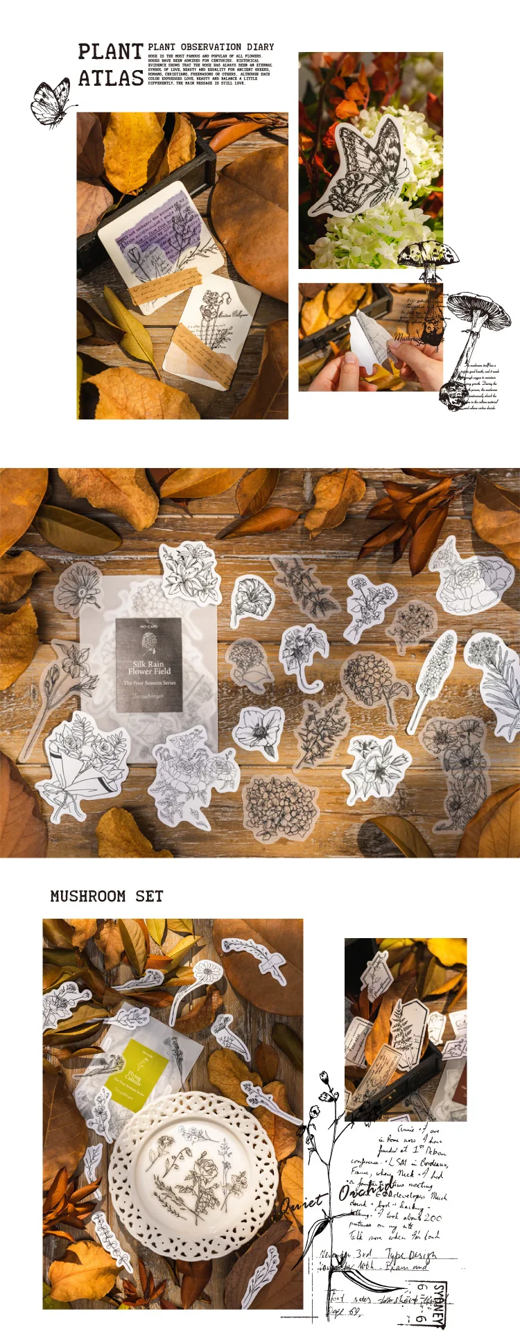 40pcs Kawaii Stationery Stickers Four Seasons Secret Realm Series Junk Journal Diary Planner Decorative Mobile Sticker