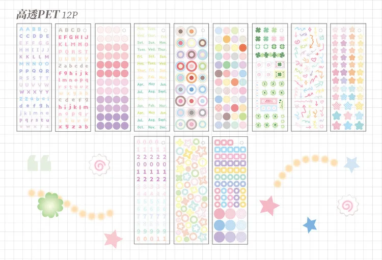 30pcs/lot Kawaii Stationery Stickers Color Card Fundamentals Diary Planner Decorative Sticker Scrapbooking Journal DIY Craft