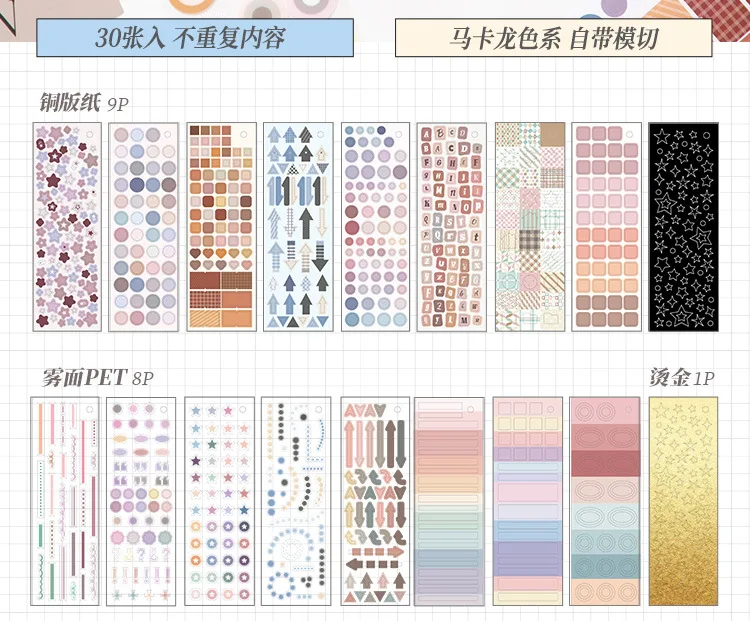 30pcs/lot Kawaii Stationery Stickers Color Card Fundamentals Diary Planner Decorative Sticker Scrapbooking Journal DIY Craft