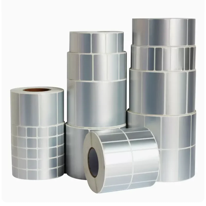 1Roll/pack Matte Silver Sticker Blank PET Labels for Thermal Transfer Printer Barcode Labels Office Supplies Not Thermal Paper