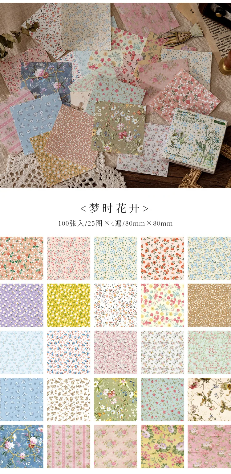 100pcs/lot Memo Pads Material Paper Vintage Fingertip Junk Journal Scrapbooking Cards Retro Background Decoration Paper