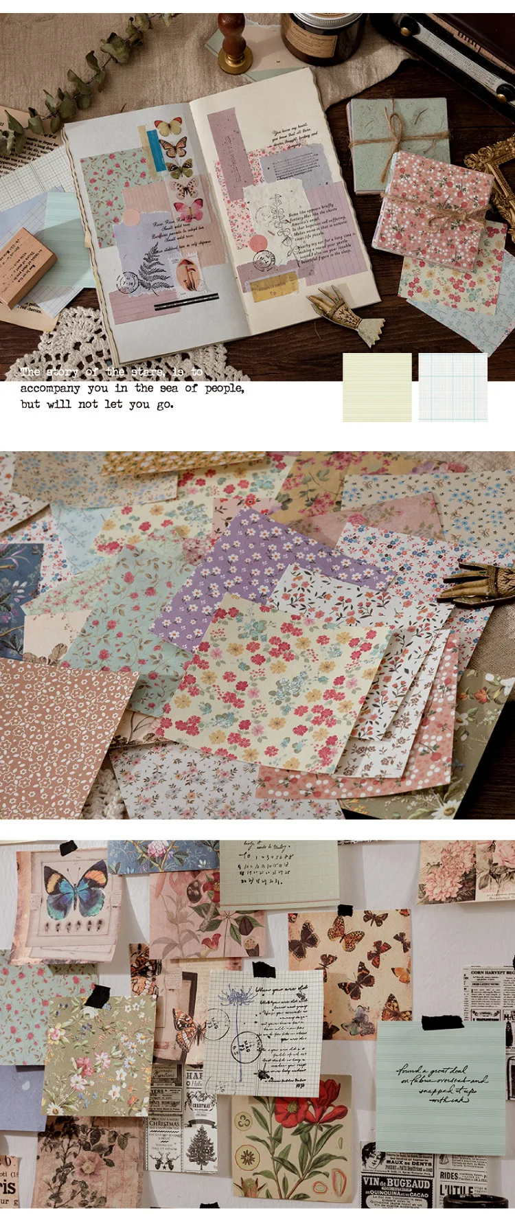 100pcs/lot Memo Pads Material Paper Vintage Fingertip Junk Journal Scrapbooking Cards Retro Background Decoration Paper