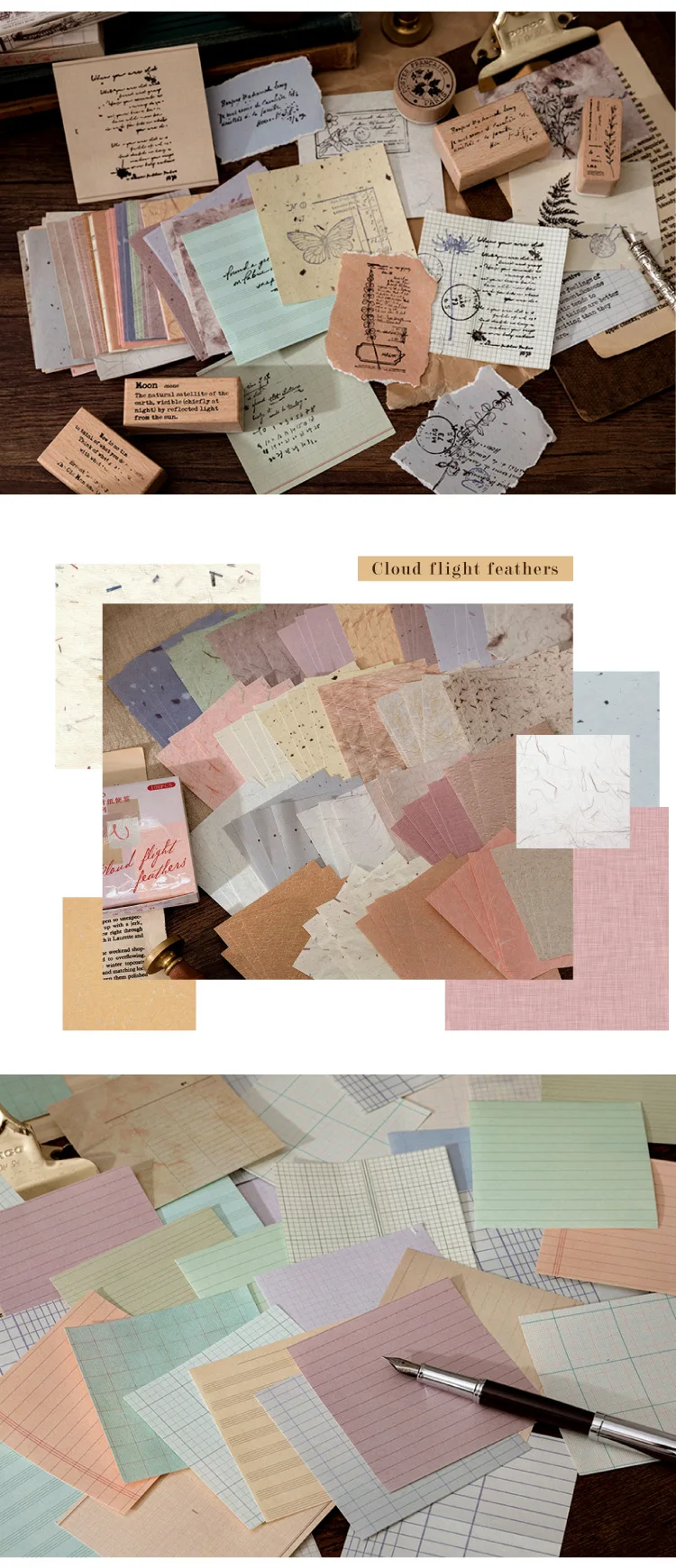 100pcs/lot Memo Pads Material Paper Vintage Fingertip Junk Journal Scrapbooking Cards Retro Background Decoration Paper