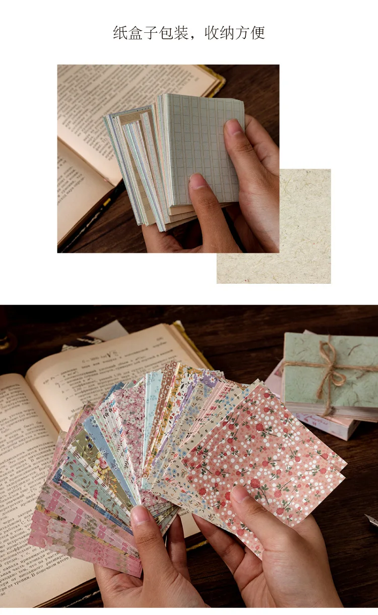 100pcs/lot Memo Pads Material Paper Vintage Fingertip Junk Journal Scrapbooking Cards Retro Background Decoration Paper