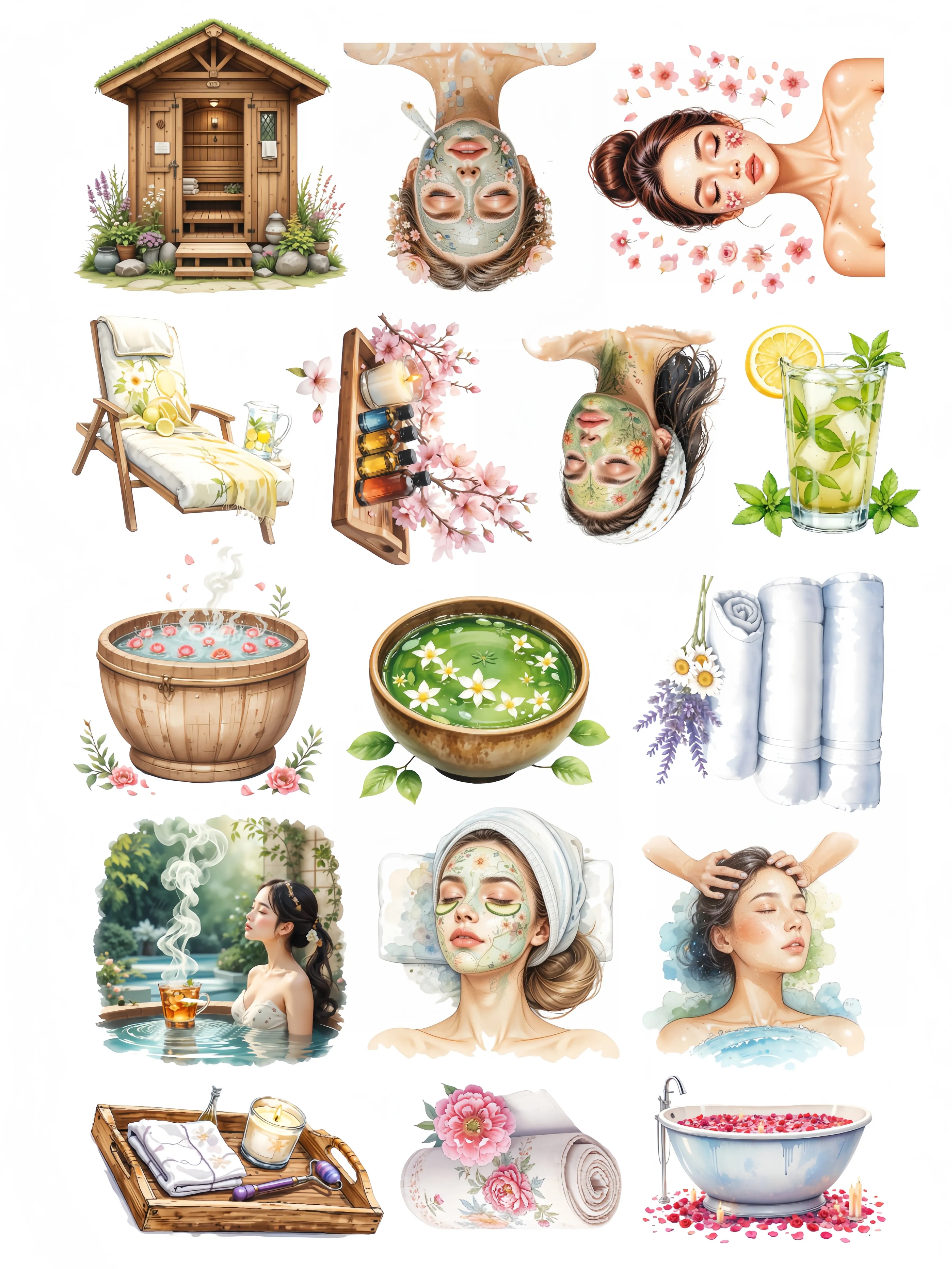 16pcs Hand Account beauty spa skin care facial mask girl Stickers Butterfly Egirl Diary Album Mobile Phone Shell Decoration