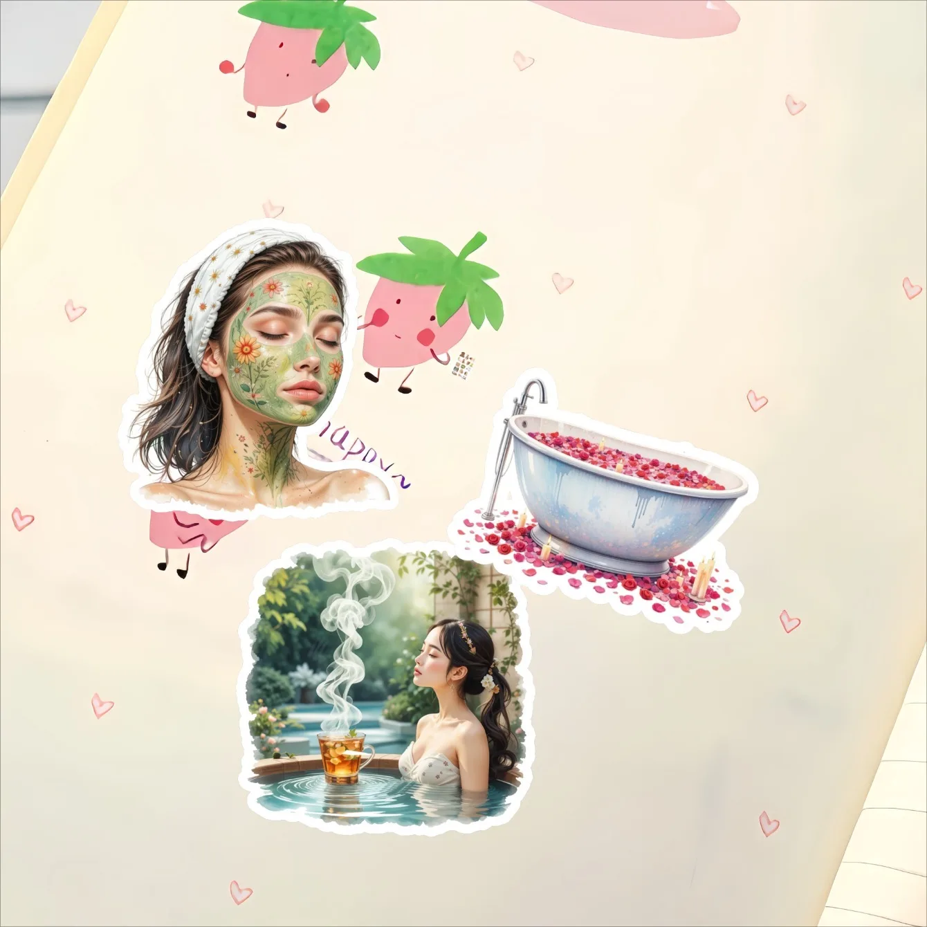 16pcs Hand Account beauty spa skin care facial mask girl Stickers Butterfly Egirl Diary Album Mobile Phone Shell Decoration
