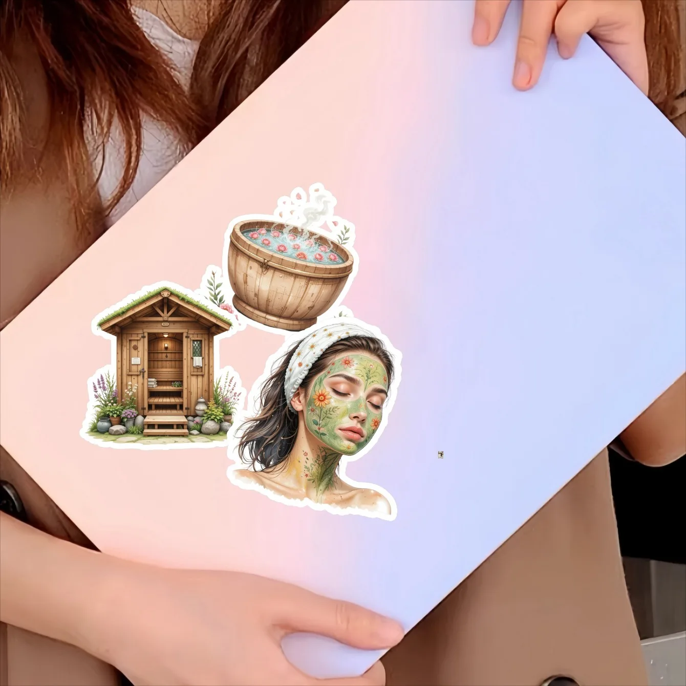 16pcs Hand Account beauty spa skin care facial mask girl Stickers Butterfly Egirl Diary Album Mobile Phone Shell Decoration