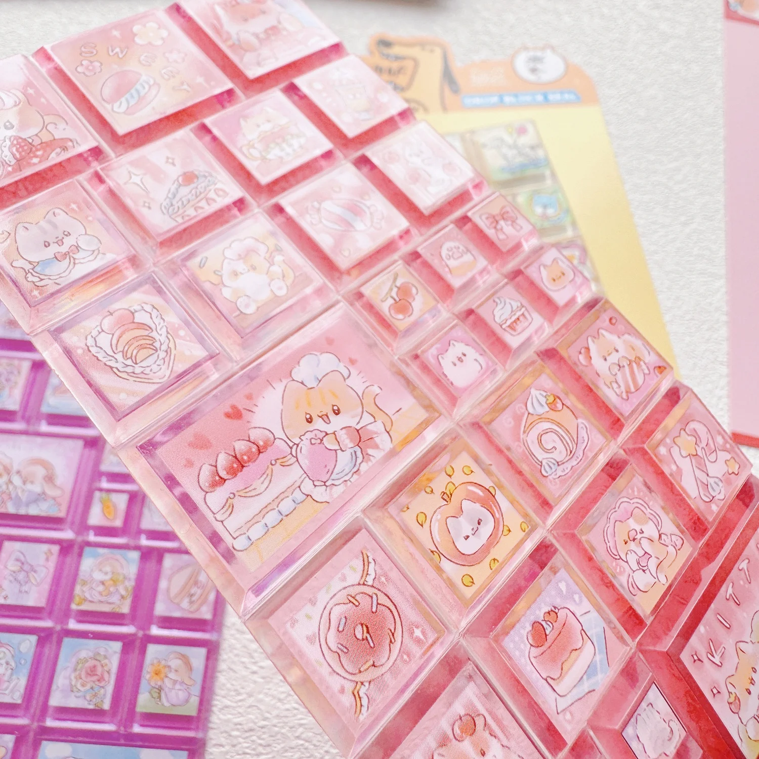 NEKONI Creative Square Mini Drop Block Seal 3D Stickers Scrapbooking DIY Journaling Stationery Diary Cute Stickers School Supply