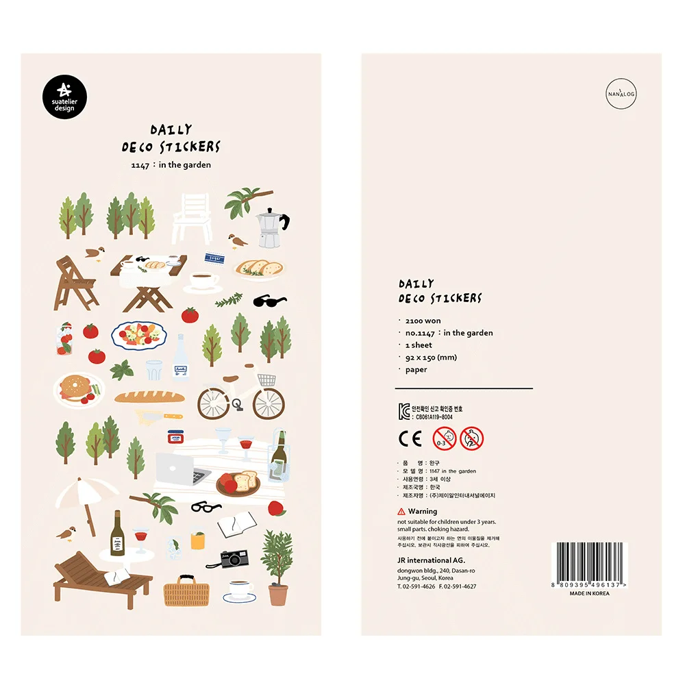 Korean Import Suatelier In the Garden Forest Picnic Paper Stickers Scrapbooking Diy Journal Sticker Sheet Cute Deco Stationery