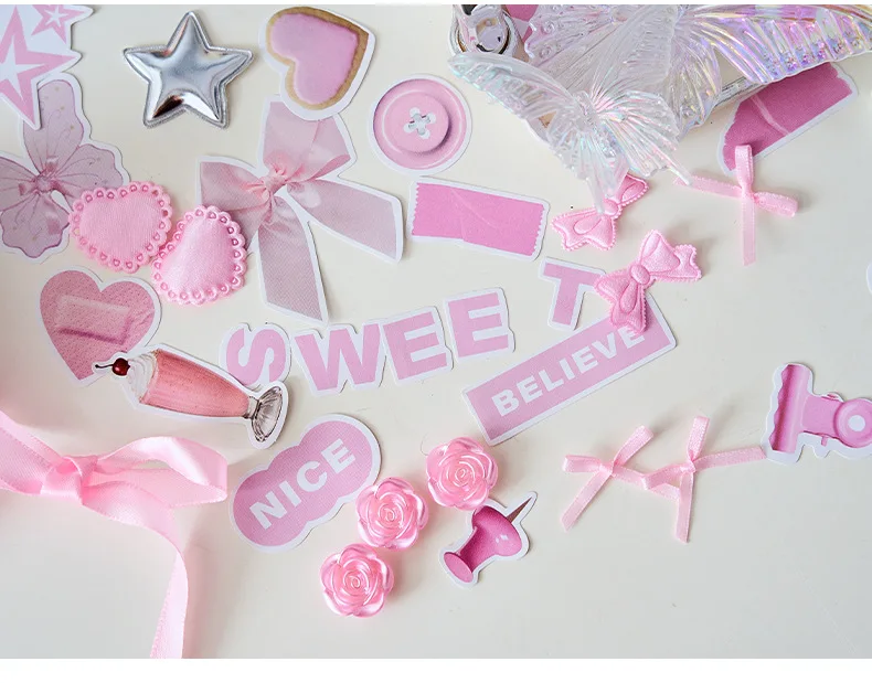 Kawaii Lace Bow Sticker Pack Manga Exhibition Accessories Material Pack DIY Background Decoration Aesthetics Supplies