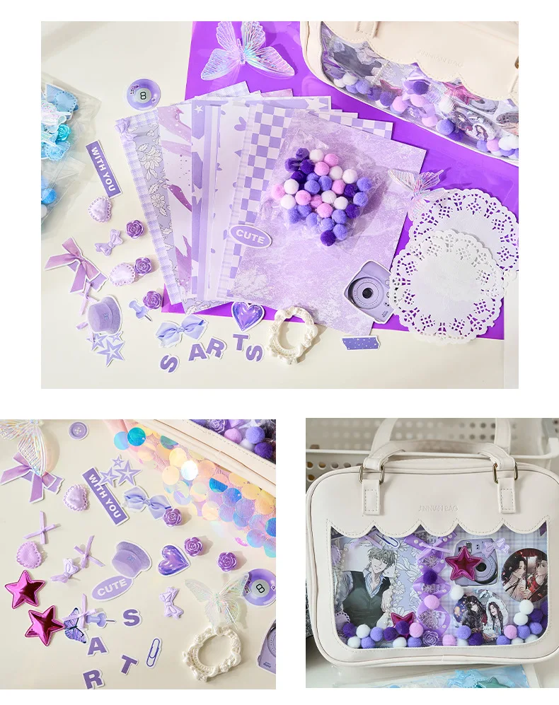 Kawaii Lace Bow Sticker Pack Manga Exhibition Accessories Material Pack DIY Background Decoration Aesthetics Supplies