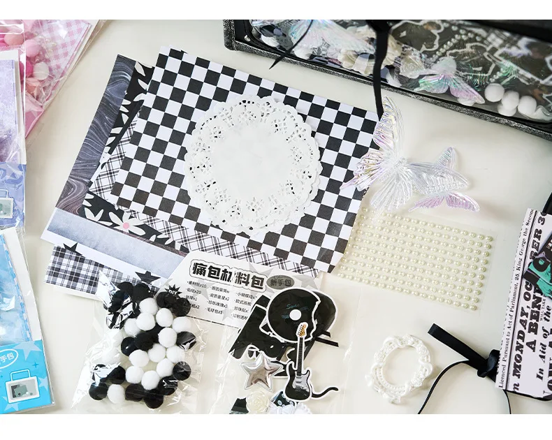 Kawaii Lace Bow Sticker Pack Manga Exhibition Accessories Material Pack DIY Background Decoration Aesthetics Supplies