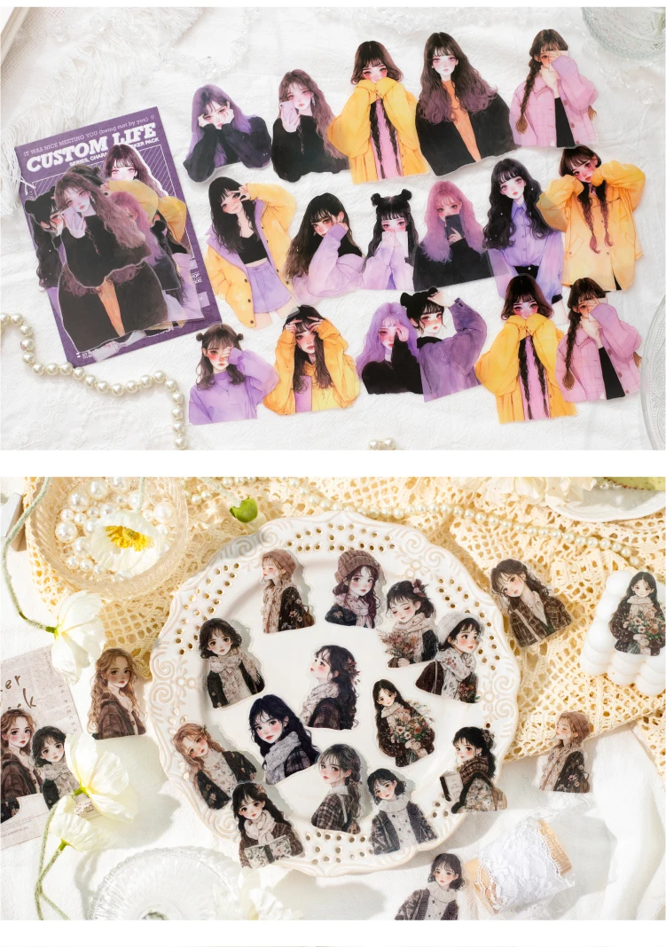 Journal GO 30pcs Ins PET Stickers Girls Life Combo Kit DIY Scrapbooking Materials Collage Card Craft Diary Decor Materials