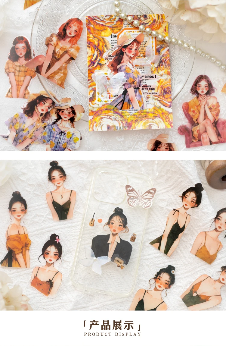 Journal GO 30pcs Ins PET Stickers Girls Life Combo Kit DIY Scrapbooking Materials Collage Card Craft Diary Decor Materials