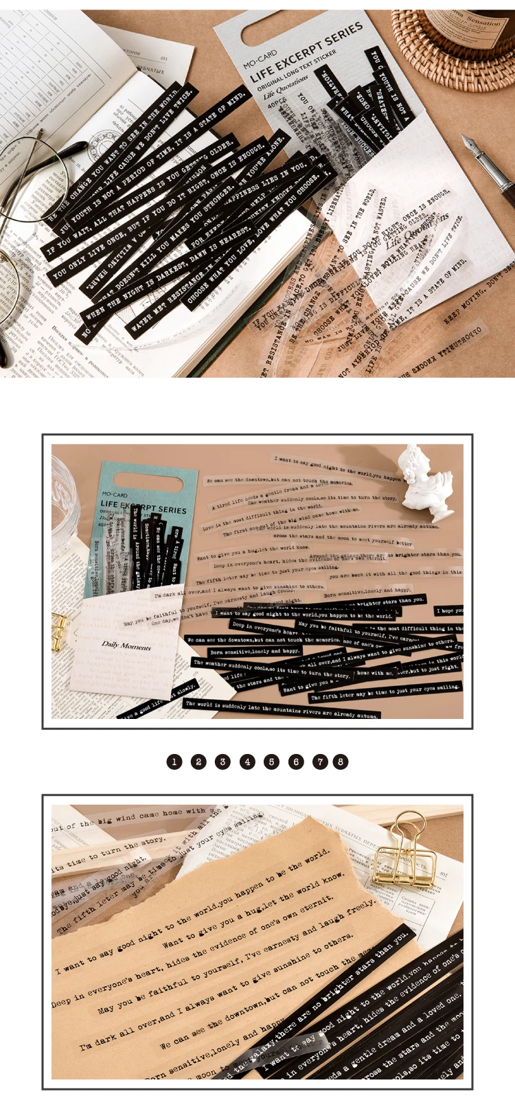 40pcs Warm Word Daily Moments Phrase Stationery Supplies Planner Stickers Bullet Journaling Deco Album DIY Stationery Stickers