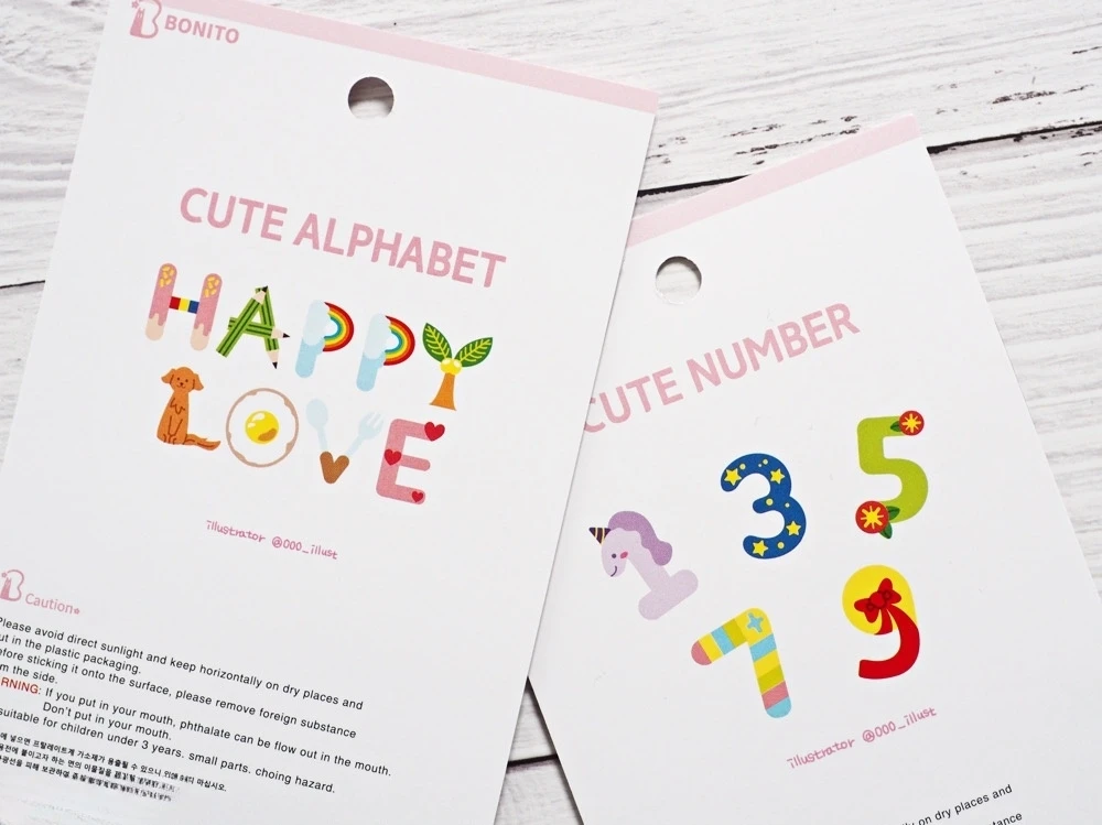 Korean Import BONITO Creative Alphabet Number Colorful Jelly 3D Stickers Scrapbooking Diy Journal Stationery Sticker School Gift