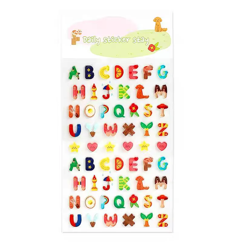 Korean Import BONITO Creative Alphabet Number Colorful Jelly 3D Stickers Scrapbooking Diy Journal Stationery Sticker School Gift