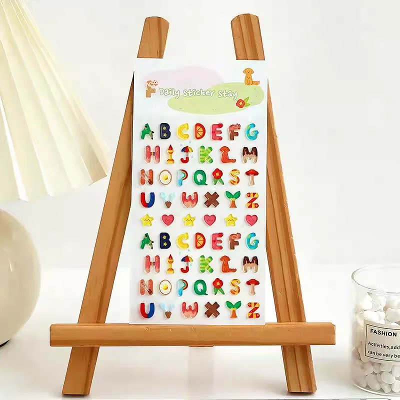 Korean Import BONITO Creative Alphabet Number Colorful Jelly 3D Stickers Scrapbooking Diy Journal Stationery Sticker School Gift