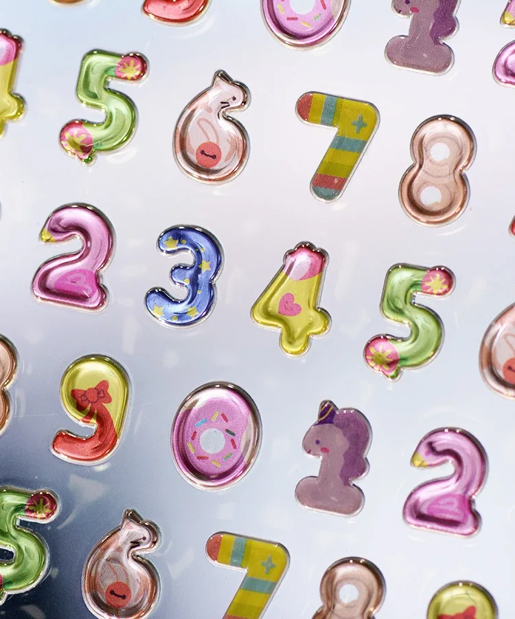 Korean Import BONITO Creative Alphabet Number Colorful Jelly 3D Stickers Scrapbooking Diy Journal Stationery Sticker School Gift