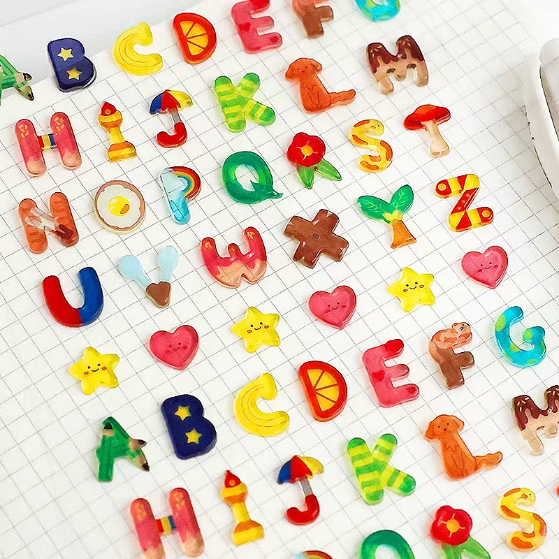 Korean Import BONITO Creative Alphabet Number Colorful Jelly 3D Stickers Scrapbooking Diy Journal Stationery Sticker School Gift