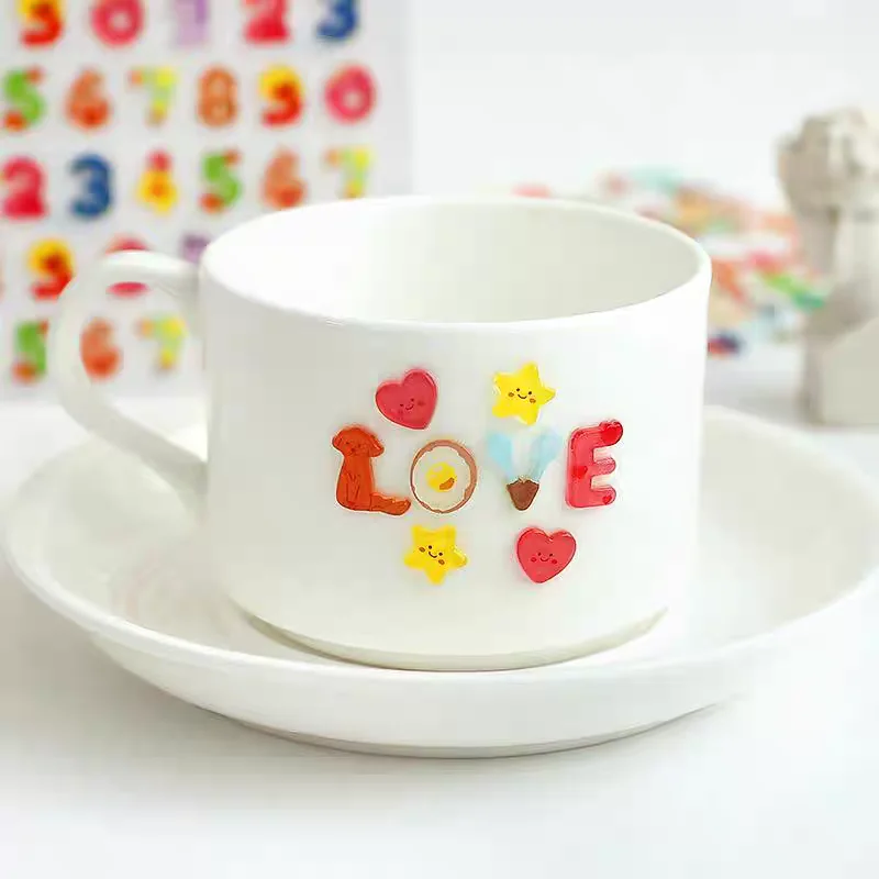Korean Import BONITO Creative Alphabet Number Colorful Jelly 3D Stickers Scrapbooking Diy Journal Stationery Sticker School Gift