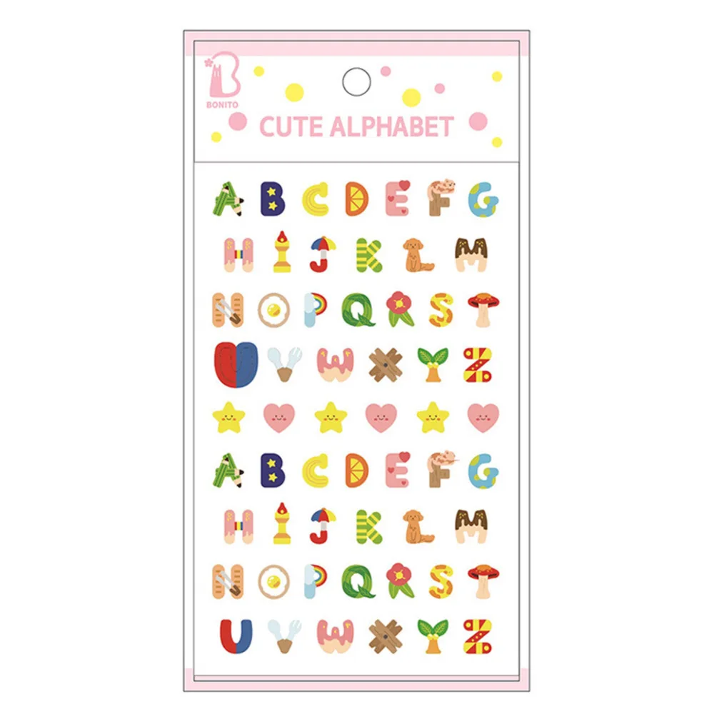 Korean Import BONITO Creative Alphabet Number Colorful Jelly 3D Stickers Scrapbooking Diy Journal Stationery Sticker School Gift