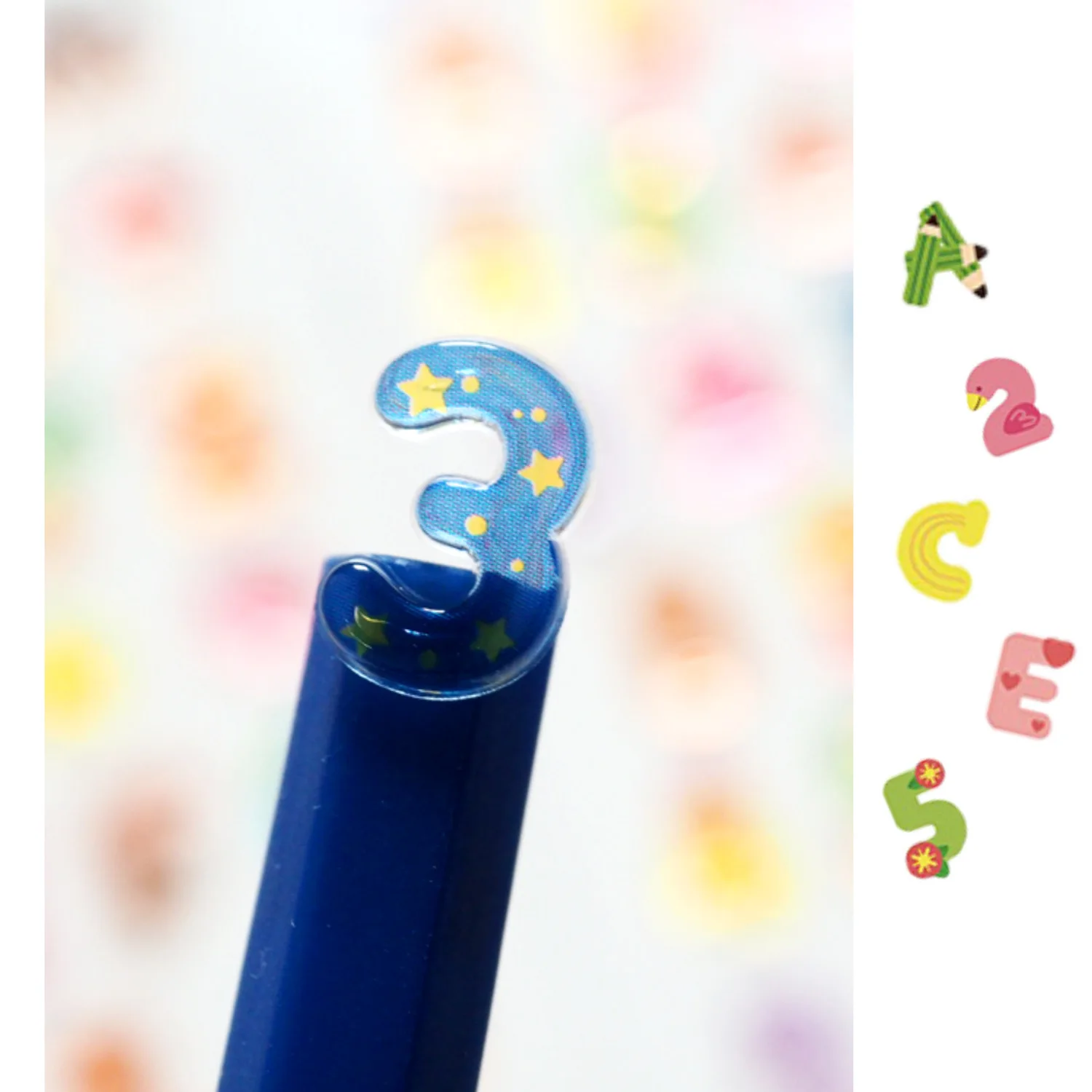 Korean Import BONITO Creative Alphabet Number Colorful Jelly 3D Stickers Scrapbooking Diy Journal Stationery Sticker School Gift