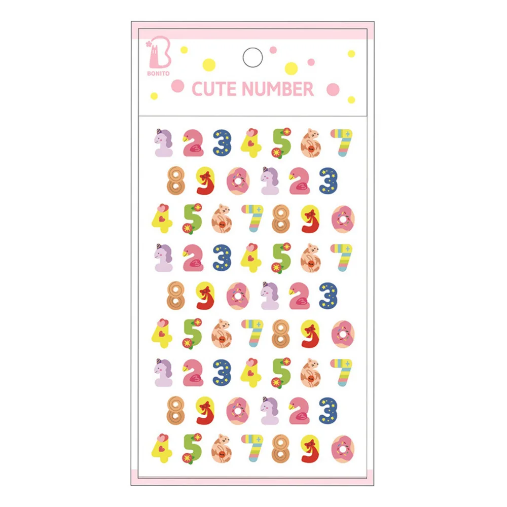 Korean Import BONITO Creative Alphabet Number Colorful Jelly 3D Stickers Scrapbooking Diy Journal Stationery Sticker School Gift