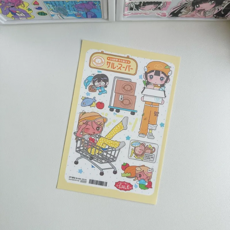 Cute Sweet Cool Japanese Girl Sticker Korean Kawaii Cartoon Y2k Stickers Hand Account Diary Planner Scrapbook Decorative Sticker