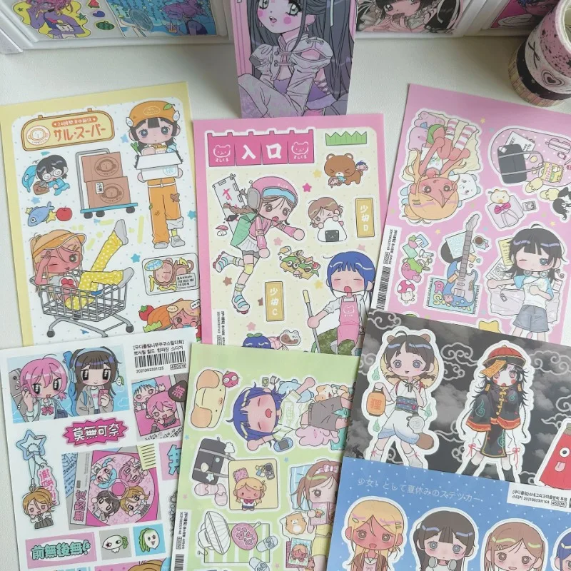 Cute Sweet Cool Japanese Girl Sticker Korean Kawaii Cartoon Y2k Stickers Hand Account Diary Planner Scrapbook Decorative Sticker