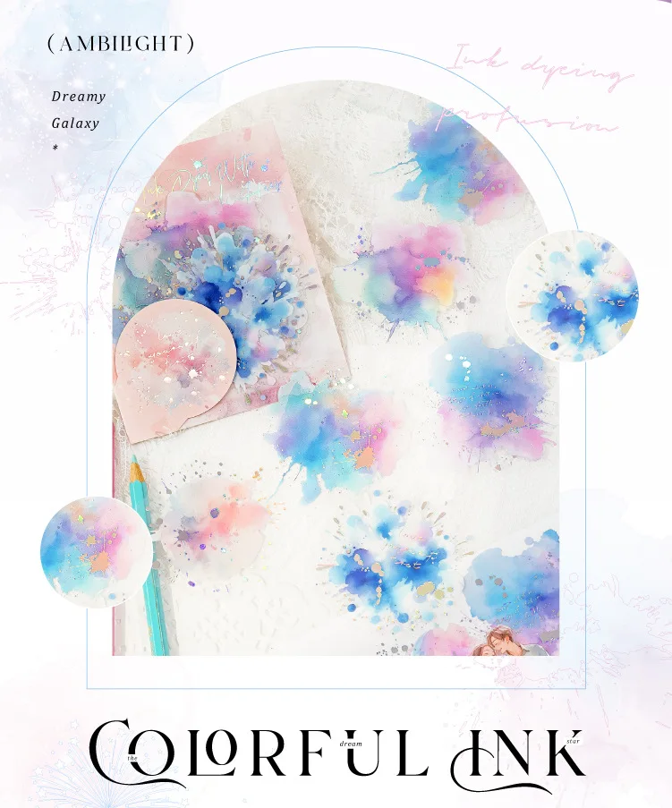 10pcs/1lot Kawaii Scrapbook Stickers flowing light and overflowing color Scrapbooking Supplies Planner Decorative Stationery