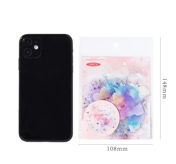 10pcs/1lot Kawaii Scrapbook Stickers flowing light and overflowing color Scrapbooking Supplies Planner Decorative Stationery