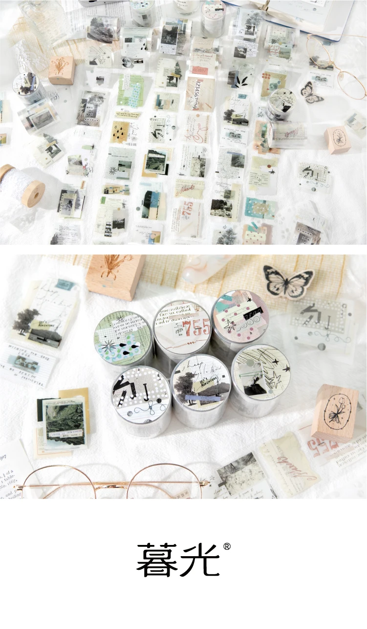 Journal GO 5x200cm Freedom is the Wilderness Retro Art Die Cut Tape Stickers Creative Journal Scrapbooking DIY Aesthetic Sticker